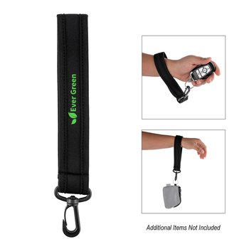 Large Neoprene Wrist Strap With Key Ring Clip - One-Color Personalization Available from Positive Promotions
