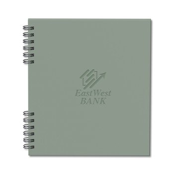 Recycled Leatherette 80-Page Hard Cover Spiral Notebook - Debossed Personalization Available from Positive Promotions