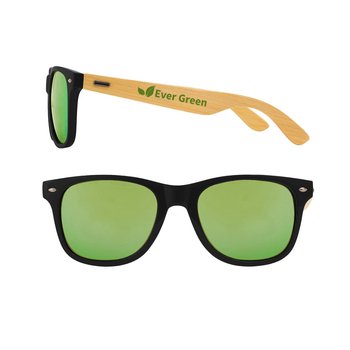 Recycled Plastic Tortoise Shell & Bamboo Classic Wayfarer Sunglasses - One-Color Personalization Available from Positive Promotions