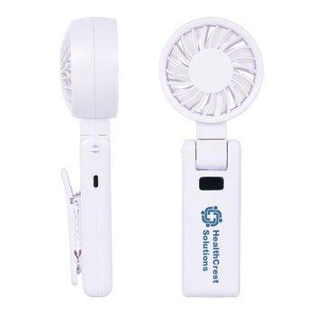 High-Speed Rotating Handheld Fan With Clip & Digital Display - One-Color Personalization Available from Positive Promotions