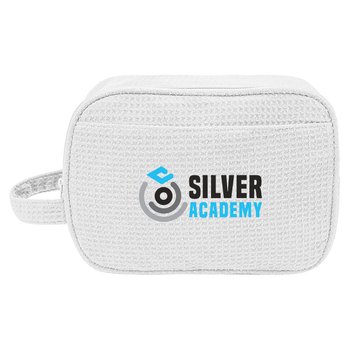 Recycled Waffle Knit rPET Travel Pouch Bag - Embroidered Personalization Available from Positive Promotions