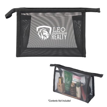 Breathable Mesh Toiletry Travel Pouch Bag - One-Color Personalization Available from Positive Promotions
