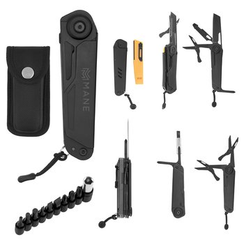 12-in-1 Safety Emergency Multi-Tool With Pouch - Laser-Engraved Personalization Available from Positive Promotions