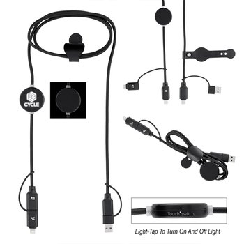 Light-Up Recycled Type-C Fast Charging Cables 10W - Laser-Engraved Personalization Available from Positive Promotions