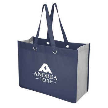Two-Tone Recycled Non-Woven Shopper Convention Tote Bag - One-Color Personalization Available from Positive Promotions