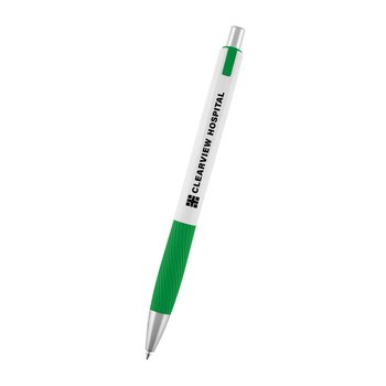 Recycled rABS Plastic Pen With Rubber Grip - One-Color Personalization Available from Positive Promotions