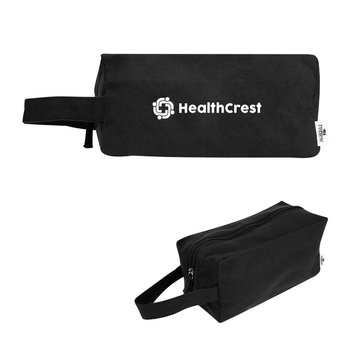 Lightweight Recycled Cotton Toiletry Bag - One-Color Personalization Available from Positive Promotions