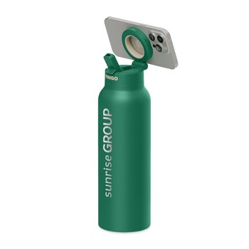 RINGO Pro Stainless-Steel Water Bottle 24 oz. With Magnetic Phone Mount Ring & Flip Straw - Laser-Engraved Personalization Available from Positive Promotions