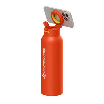 Ringo Pro Stainless-Steel Leakproof Water Bottle 32 oz. With Magnetic Phone Holder Ring - Laser-Engraved Personalization Available from Positive Promotions