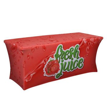Professional Stretch Tight Fit Polyester Throw Table Cover 6' - Full-Color Personalization Available from Positive Promotions