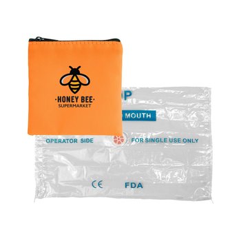 Recycled rPET CPR Face Shield Keychain Set With Disposable Breathing Barrier For Emergency First Aid Training - Full-Color Personalization Available from Positive Promotions