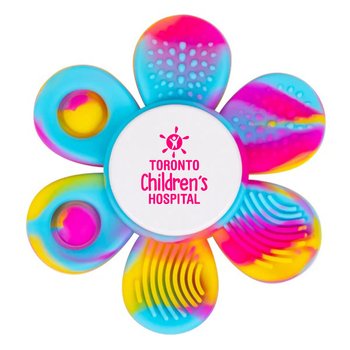 Flower Shaped Silicone Sensory Fidget Spinner Stress Reliever - One-Color Personalization Available from Positive Promotions