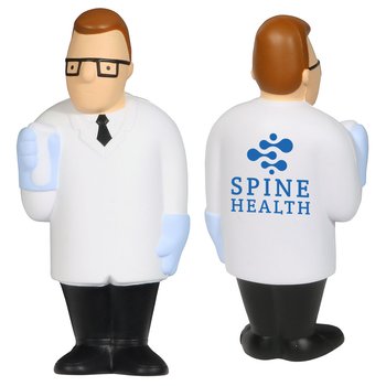 Scientist Man Shaped Stress Reliever - One-Color Personalization Available from Positive Promotions