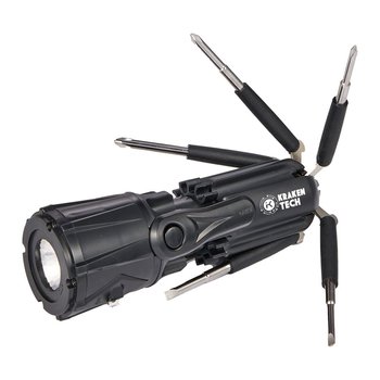 10-In-1 Recycled Screwdriver Tool & Flashlight With Bits - One-Color Personalization Available from Positive Promotions