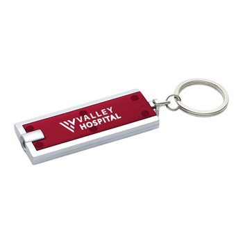 Value Rectangular Plastic LED Light Keyring - Personalziation Available from Positive Promotions