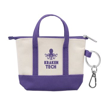 Tiny Zippered Tote Bag Charm Keychain - Personalization Available from Positive Promotions