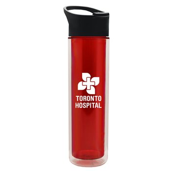 Value Pop-Up Lid Double-Wall Plastic Insulated Bottle 16 oz. - One-Color Personalization Available from Positive Promotions