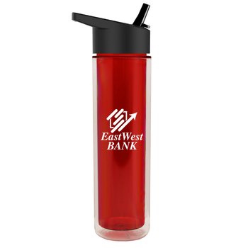 Value Two-Color Flip-Straw Double-Wall Plastic Insulated Bottle 16 oz. - One-Color Personalization Available from Positive Promotions