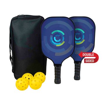 Fiberglass Pickleball Set With Double-Sided Paddles & Balls In Carrying Case - Full-Color Personalization Available from Positive Promotions