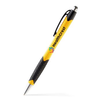 Low Minimum - Tahiti Plastic Retractable Ballpoint Pen With Grip - Full-Color Personalization Available from Positive Promotions
