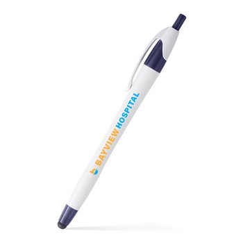 Low Minimum - Dart Stylus Pen With White Barrel - Full-Color Personalization Available from Positive Promotions
