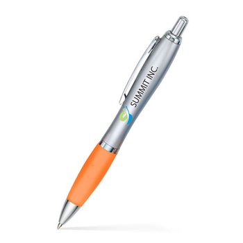 Low Minimum - Satin Pen (Silver-Colored Barrels) - Full-Color Personalization Available from Positive Promotions