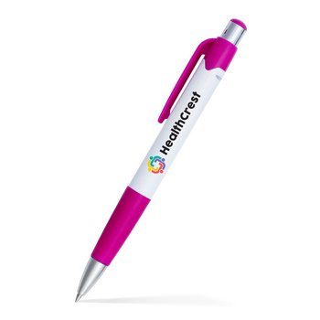 Low Minimum - Recycled Mardi Gras Click Gel Pen - Full-Color Personalization Available from Positive Promotions