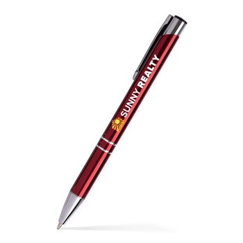 Low Minimum - Value Luxe Chrome-Trimmed Metal Pen - Full-Color Personalization Available from Positive Promotions