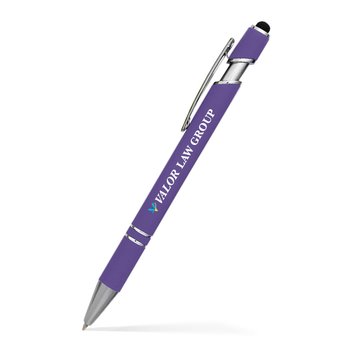 Low Minimum - Coronado Soft-Touch Metal Stylus Pen - Full-Color Personalization Available from Positive Promotions