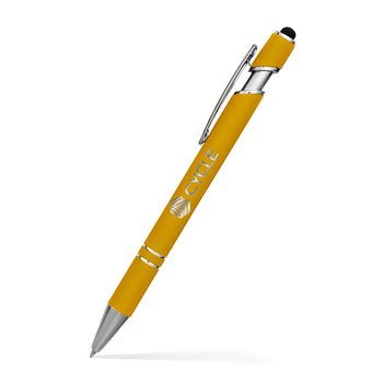 Low Minimum - Coronado Soft-Touch Metal Stylus Pen - Laser-Engraved Personalization Available from Positive Promotions