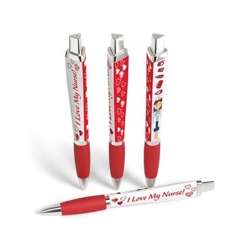 Low Minimum - Satin Grip 3-Sided Retractable Pen - Full-Color Personalization Available from Positive Promotions