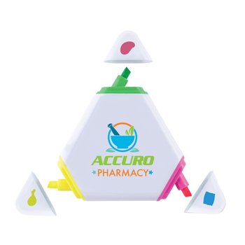 Low Minimum - Triangular Shaped Multi-Color Highlighter - Full-Color Personalization Available from Positive Promotions