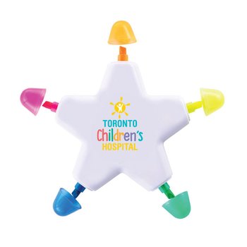 Low Minimum - Star-Shaped Multi-Color Highlighter - Full-Color Personalization Available from Positive Promotions