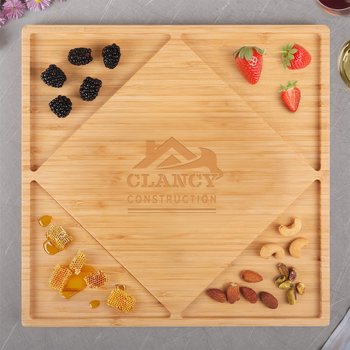 Square Bamboo Charcuterie Board & Cutting Platter 13