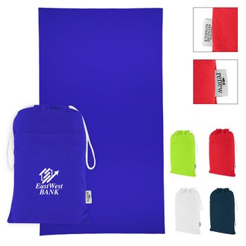 Recycled rPET Sand-Free Beach Towel With Pouch - One-Color Personalization Available from Positive Promotions