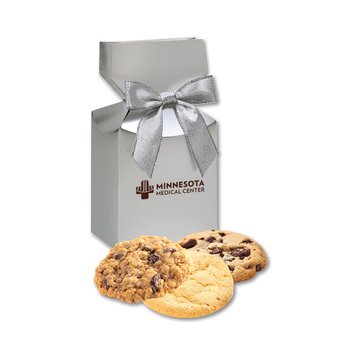Homestyle Cookie Trio Gift Box With Chocolate Chip, Oatmeal Raisin, & Sugar Cookies - Foil-Stamped Personalization Available from Positive Promotions