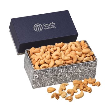Gourmet Fancy Roasted Cashews Gift Box 3/4 lb. - Foil-Stamped Personalization Available from Positive Promotions