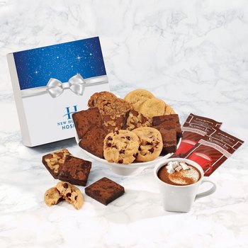 Gourmet Cookie, Brownie, & Hot Chocolate Gift Box, Serves 8-12 - Foil-Stamped Personalization Available from Positive Promotions