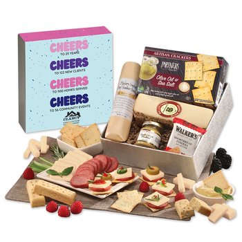 Sartori® BellaVitano® Charcuterie Cheese & Sausage Gift Box - Full-Color Personalization Available from Positive Promotions