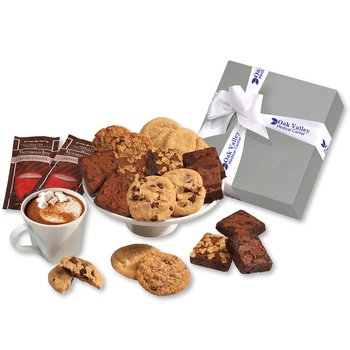 Cookies, Brownies, & Hot Cocoa With Sea Salt Brownies & Cookies In Gift Box - Foil-Stamped Personalization Available from Positive Promotions