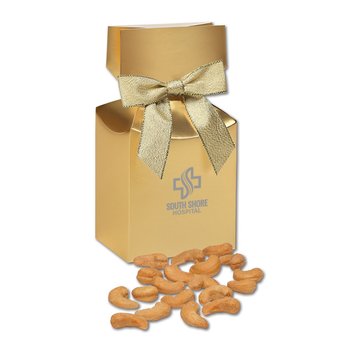 Fancy Cashews In Premium Gift Box With Bow 5 oz. - Foil-Stamped Personalization Available from Positive Promotions