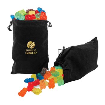 Albanese® Gummi Bears In Soft Velour Gift Bag 1/2 lb. - Foil-Stamped Personalization Available from Positive Promotions