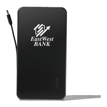 mophie® Powerstation Plus Power Bank With AC Wall Outlet & Built-In Cables 10,000 mAh - One-Color Personalization Available from Positive Promotions
