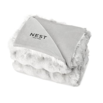 Ruched Faux Fur Recycled Polyester Blanket - Personalization Available from Positive Promotions