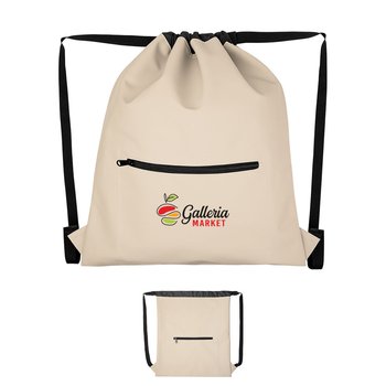 Harlow Matte Recycled Faux Leather Cinch Drawstring Bag - One-Color Personalization Available from Positive Promotions