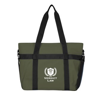 Harlow Matte Recycled Faux Leather 36-Can Cooler Tote Bag - One-Color Personalization Available from Positive Promotions