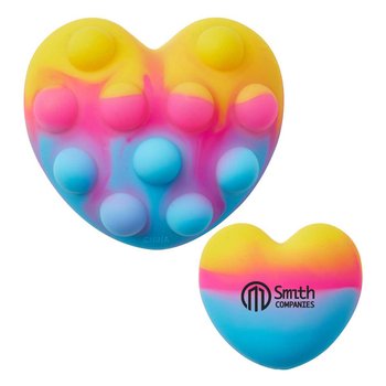 Push Pop Bubble Squish Sensory Fidget Stress Ball - Heart Shape - Personalization Available from Positive Promotions