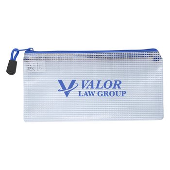 Clear Zippered Water & Stain Resistant Plastic Mesh Pencil Pouch - Personalization Available from Positive Promotions