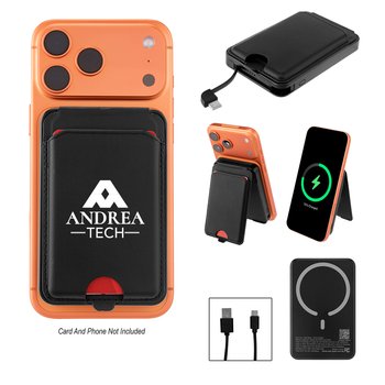 3-in-1 Apple Find My MagSafe Magnetic Wireless Phone Charger, Card Holder Wallet, and Phone Stand - from Positive Promotions