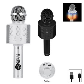 Multi-Color Light-Up Handheld Wireless Karaoke Speaker Microphone - Bluetooth Type C - Personalizati from Positive Promotions